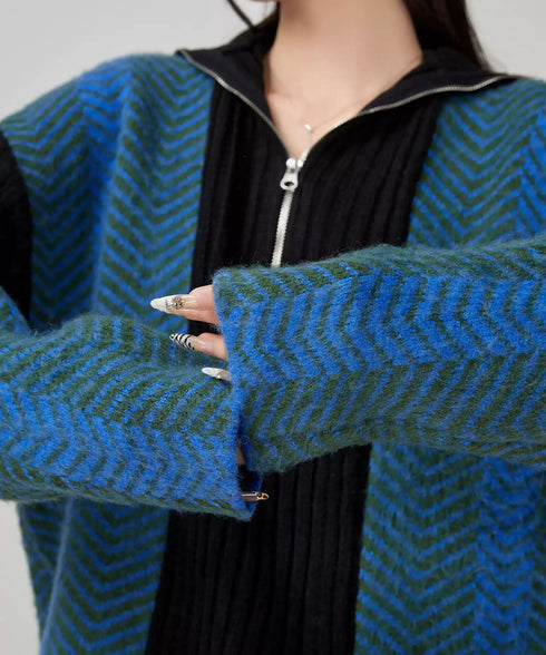 Chevron Zip Knit Top