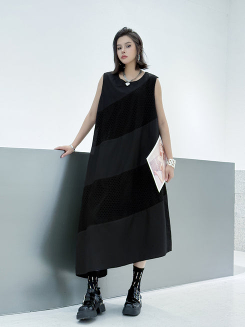 Diagonal Mesh Panel Dress