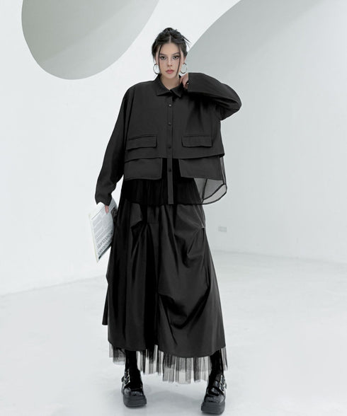 Layered Balloon Mesh Skirt