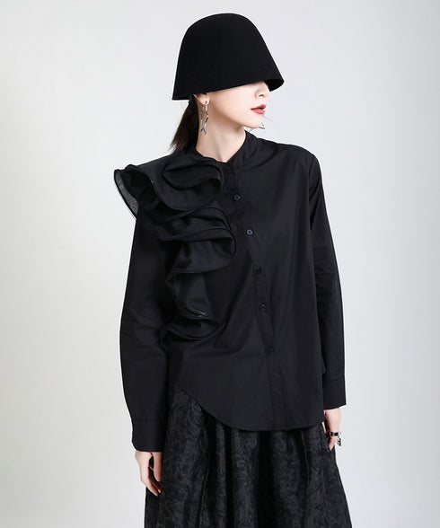 Glossy Dot Bow Blouse