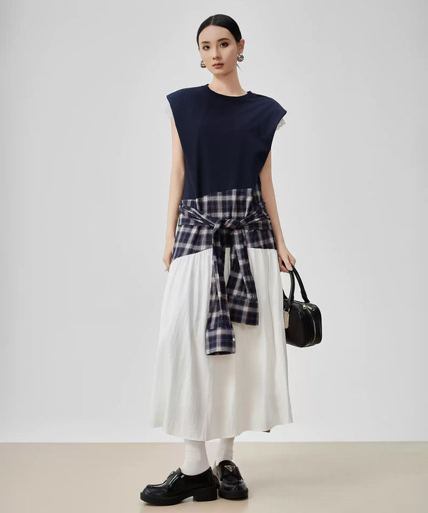 Layered Check Design Dress