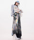 Iridescent Print Denim Wide Pants