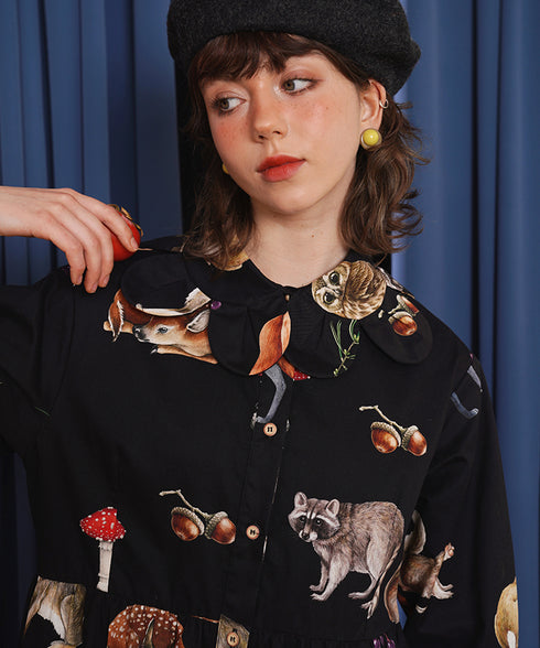 Forest Animal Printed Dress