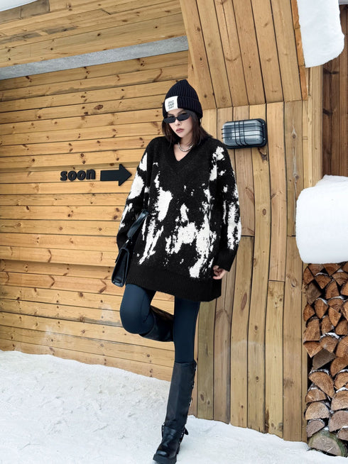 Abstract Dye Oversized Knit Top