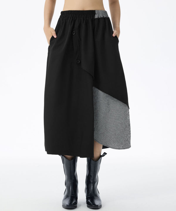 Layered Button Design Skirt