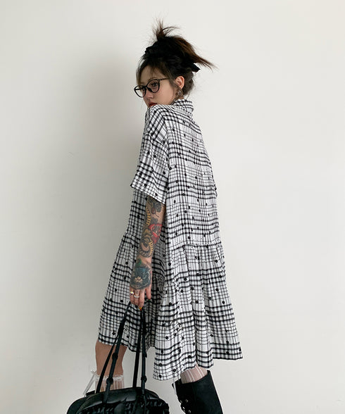 Star Monochrome Check Dress