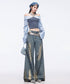 Crystal Dust Washed Wide Denim Pants