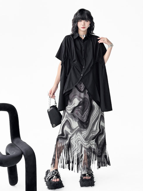 Layer Flare Gathered Blouse