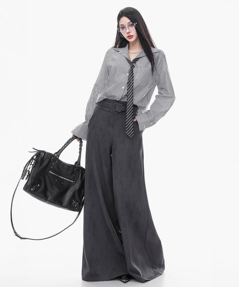 Vintage Wash Wide Belt Pants