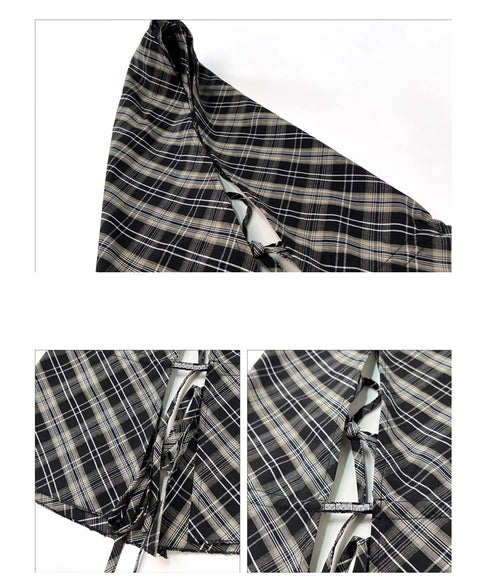 Plaid Vest Top & Cargo Wide Pants Series