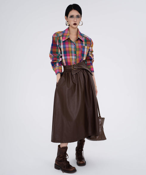 Color Mix Check Blouse