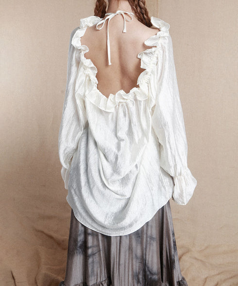 Frill Off-Shoulder Sheer Top