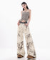 Speckled Panel Wide Denim Pants