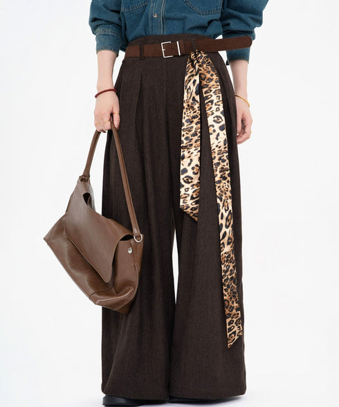 Wool Blend Wide Pleated Pants