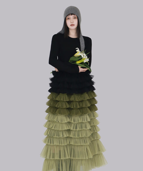 Cascade Frill Long Skirt