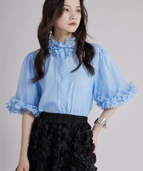 Flower Sleeve Blouse