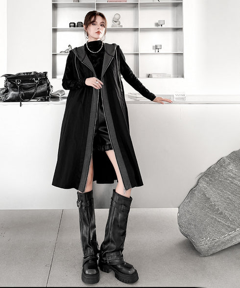 Hood Frame Long Vest