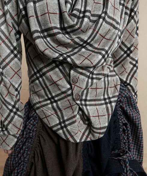 Drape Checked Button Top