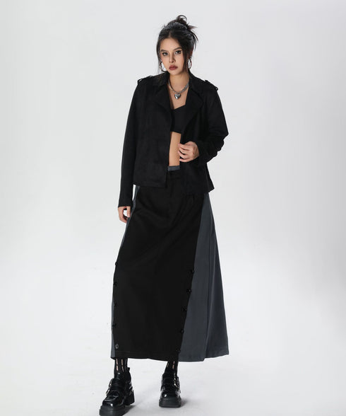 Dual Panel Buttoned Skirt