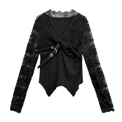 Lace Buckle Long Sleeve Top