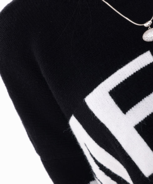 Frayed Contrast Knit Top