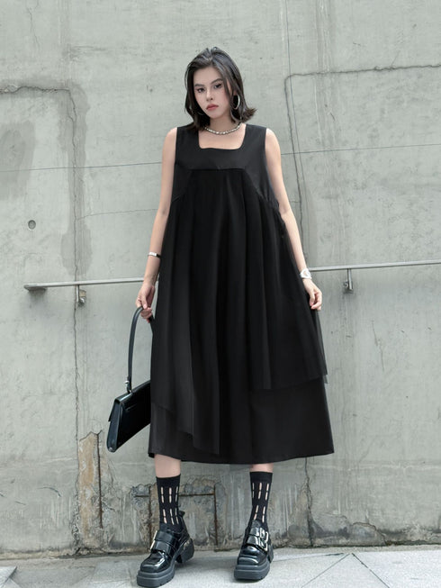 Layered Mesh Flare Dress