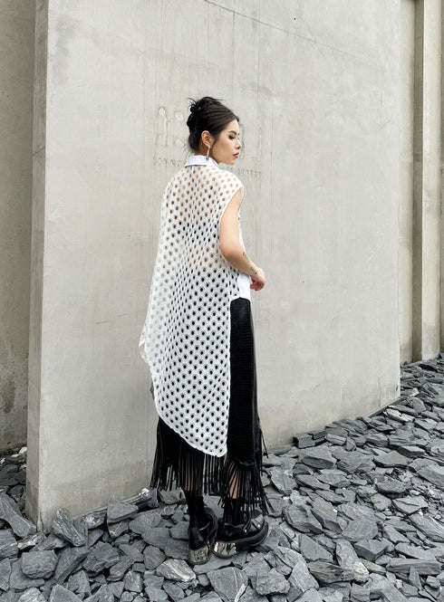 Eyelet Mesh Sleeveless Shirt