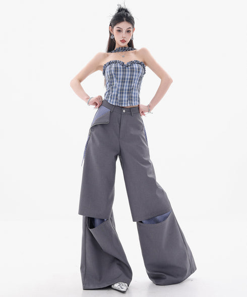 Frayed Contrast Knit Top