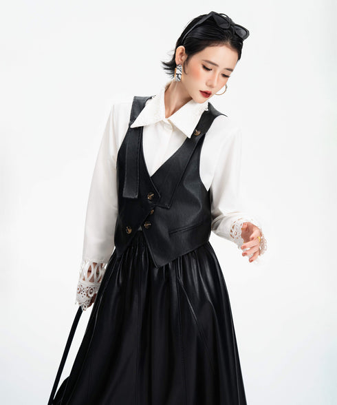 Contrast Button Tailored Vest