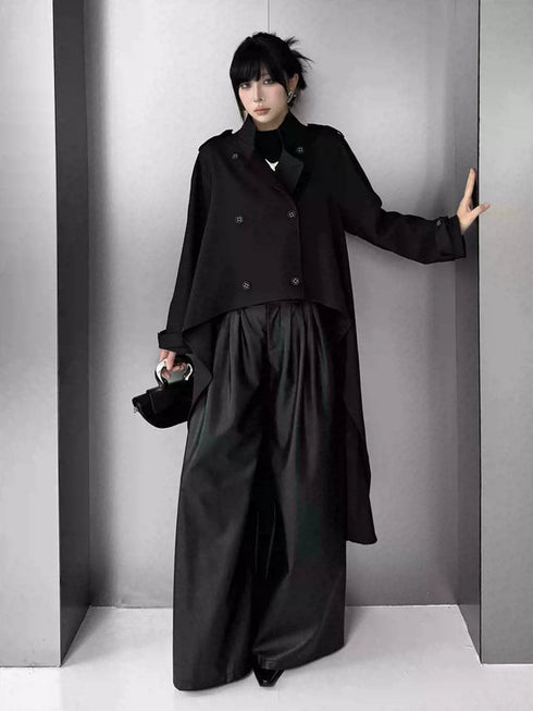 High Neck Draped Trench Coat