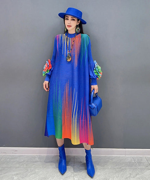 Gradient Pleats Long Dress