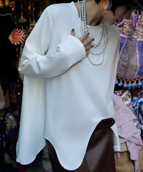 Wave Hem Long Sleeve Top