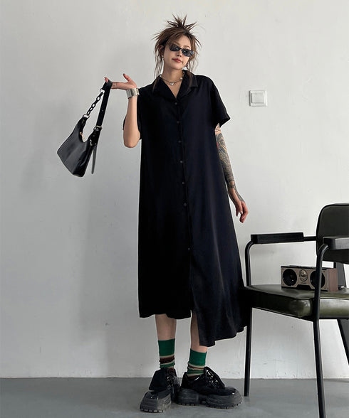 Dark Loose Shirt Dress