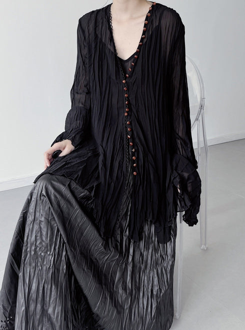 Draped Button Front Top