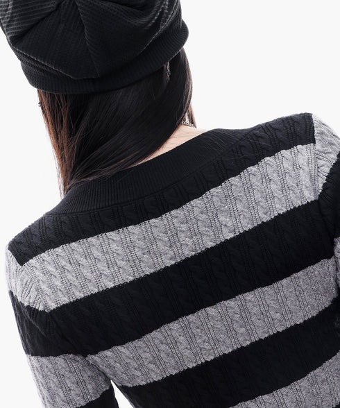 Cable Stripe VNeck Top