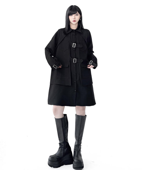 Buckle Layer Shirt Dress