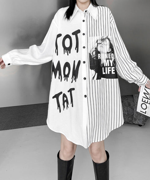Split Print Stripe Shirt