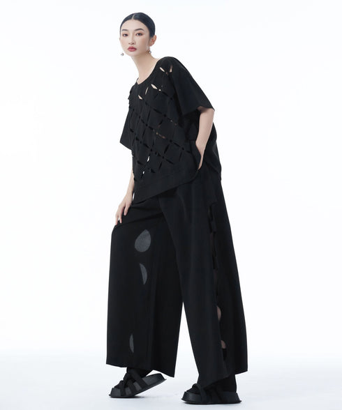 Dot Slit Wide Pants