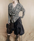 Drape Checked Button Top