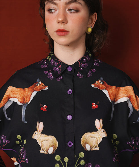 Forest Animal Printed Blouse