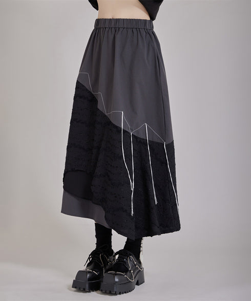 Layered Texture Line Flare Skirt
