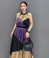 Tri-Color Pleated Halter Dress