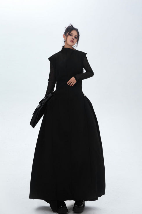 Sheer Sleeve Long Dress