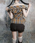Plaid Edge Frill Blouse
