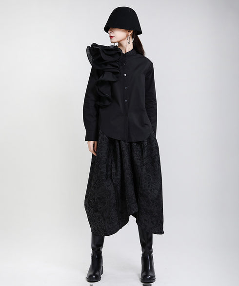 Glossy Dot Bow Blouse