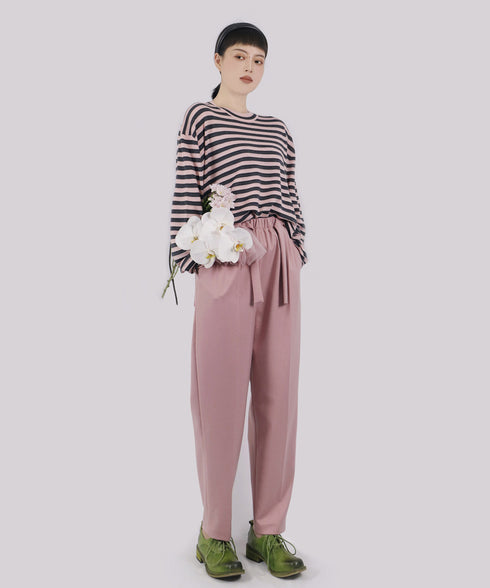 Ribbon Cuff Stripe Top