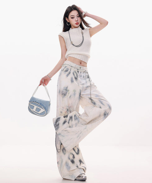 Frayed Contrast Knit Top