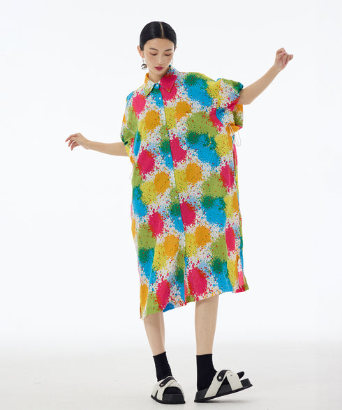 Splash Bloom Shirt Dress