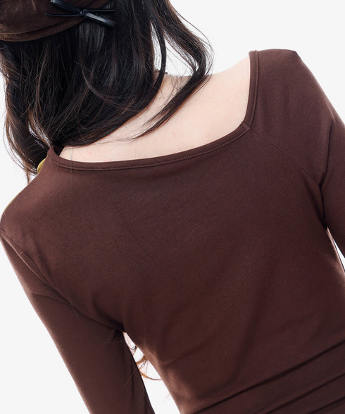 Diagonal Ruched Sheer Top