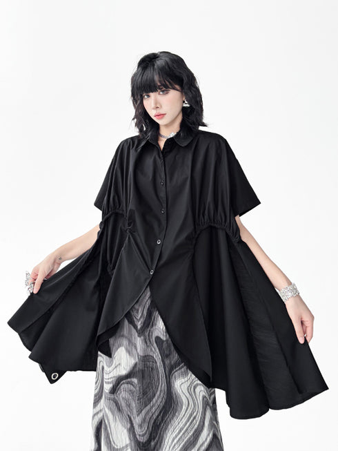 Layer Flare Gathered Blouse